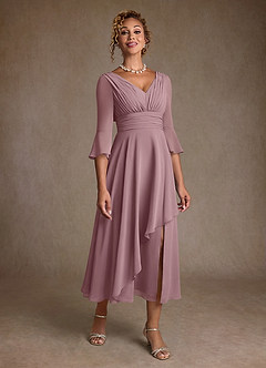 Azazie Aerynne Suknie dla Matki Panny Młodej Linia A Pofałdowany Szyfon Długość herbaty Sukienka image1