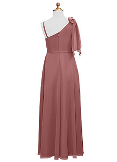 Azazie Aidy Vestido de Rosa Del Desierto de Gasa/ Chiffon de Acampanado con Lazo image6