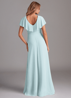 Azazie Lainey Bridesmaid Dresses Mist A-Line with Pockets Chiffon Dress image7