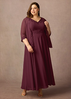 Azazie Devana Mother of the Bride Dresses Cabernet A-Line Sequins Chiffon Dress image5