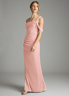 Azazie Tati Probar vestidos en casa Vestido de Borgoña de Malla de Corte Recto con Vestidos sin tirantes image4