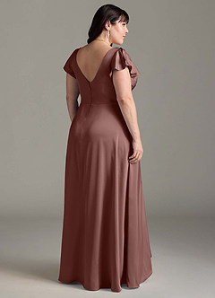 Azazie Omari Bridesmaid Dresses Espresso A-Line Stretch Satin Dress image9
