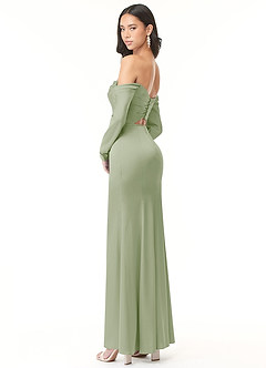 Azazie Hallie Bridesmaid Dresses Dusty Sage Sheath Off-The-Shoulder Long Sleeve Stretch Satin Convertible Dress image6