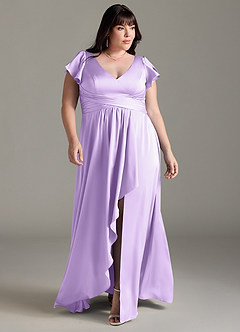 Azazie Omari Bridesmaid Dresses Lilac A-Line Stretch Satin Dress image7