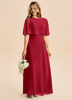 Azazie Maris Junior Abito A-Line in Chiffon Scarlatto image6