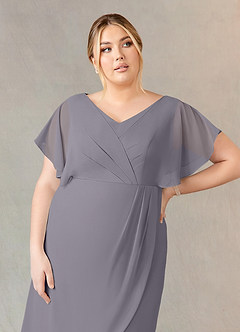 Azazie Julia Mother of the Bride Dresses Shadow Sheath V-Neck Pleated Chiffon Dress image10