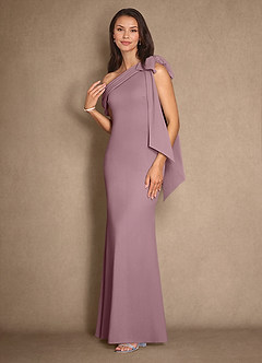 Azazie Myers Mother of the Bride Dresses Dusty Rose Mermaid Pleated Stretch Crepe Dress image4