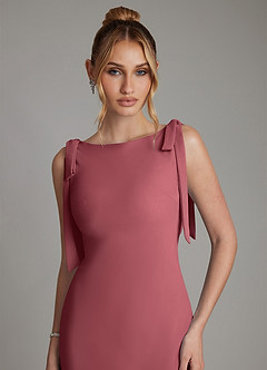 Azazie Luddie Bridesmaid Dresses Merlot Mermaid Bow Chiffon Dress image3