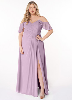 Azazie Dakota Bridesmaid Dresses A-Line V-Neck Pleated Chiffon Floor-Length Dress image6
