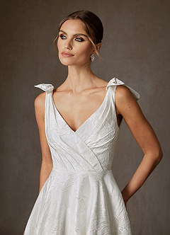 Azazie Korina Bröllopsklänningar Klä av A-Linje i Blommig Jacquard Diamantvit image5