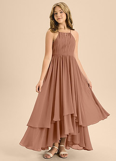 Azazie Elliora Junior Bronzer A-Line Pleated Chiffon Dress image3