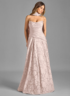 Azazie Gabriela 신부 들러리 드레스 A라인 스트랩리스 플로럴 번아웃 바닥 길이 드레스 image3