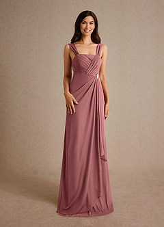 Azazie Clinton Mother of the Bride Dresses Desert Rose A-Line Pleated Mesh Dress image7