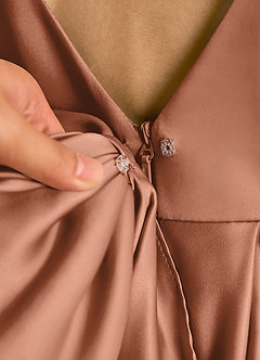 Azazie Cailee Flower Girl Dresses Bronzer Ball-Gown Pleated Matte Satin Dress image5