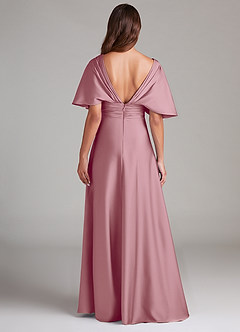 Azazie Pamela Bridesmaid Dresses Vintage Mauve A-Line Pleated Stretch Satin Dress image2