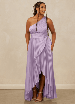 Christian Siriano Bridal for Azazie 1008 Bridesmaid Dresses Frosted Lilac A-Line One Shoulder Stretch Satin Dress image11