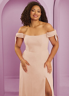 Barbie ♥ Azazie Bridesmaid Dresses English Rose A-Line Off the Shoulder Chiffon Convertible Dress image11