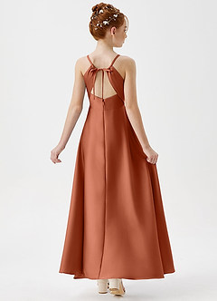 Azazie Avelina Junior Cedar Rose A-Line Pleated Stretch Satin Dress image2
