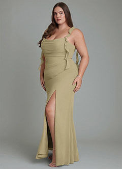 Azazie Jessamine Bridesmaid Dresses Moss Green Mermaid Corset Chiffon Dress image12