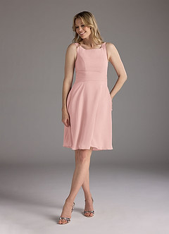 Azazie Shirley Mother of the Bride Dresses Powder Pink A-Line Scoop Pleated Chiffon Dress image5
