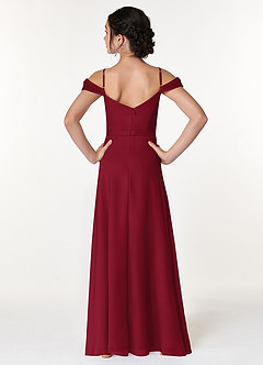 Azazie Alivia Junior Amethyst A-Line Off the Shoulder Chiffon Dress image2