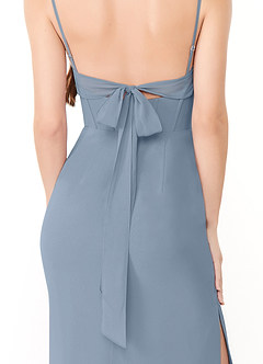 Azazie Mai Bridesmaid Dresses Dusty Blue Sheath Pleated Chiffon Dress image6