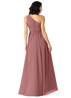 Azazie Mathilda Bridesmaid Dresses Desert Rose A-Line One Shoulder Chiffon Dress image2