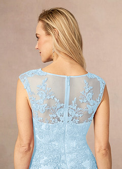 Azazie Flynn Mother of the Bride Dresses Sky Blue A-Line Boatneck Lace Tulle Dress image5