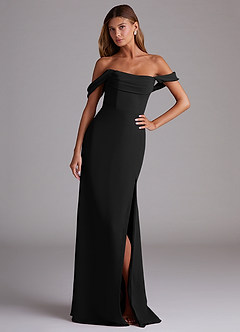 Azazie Saige Bridesmaid Dresses Black A-Line Off the Shoulder Chiffon Convertible Dress image4