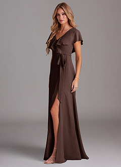 Azazie Lainey Abiti da Damigella Abito A-Line in Chiffon Con Tasche Ganache image4