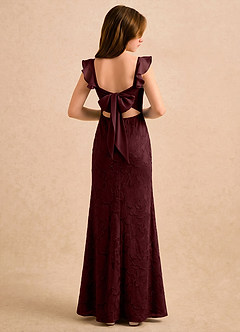 Azazie Novanlie Girls Formal Flower Girl Dresses Cabernet Mermaid Bow Floral Burnout Dress image1