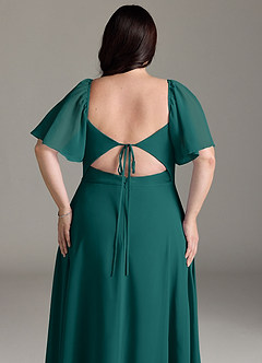 Azazie Chloe Bridesmaid Dresses Peacock A-Line Sweetheart Neckline Chiffon Dress image13