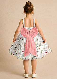 Azazie Peppa Vestidos de florista Vestido Marfim Coral de Tule de Linha A com Decote Coração image2