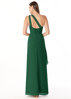 Azazie Maive Bridesmaid Dresses Dark Green Sheath Pleated Ruffle Chiffon Dress image2