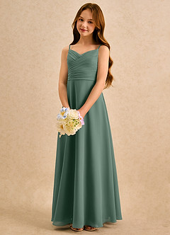 Azazie Hollie Girls Formal Final Sale Dusty Sage A-Line Sweetheart Neckline Chiffon Dress image5