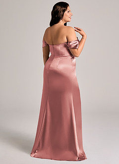 Azazie Saige Bridesmaid Dresses Dusty Rose Sheath Off the Shoulder Metallic Satin Convertible Dress image14