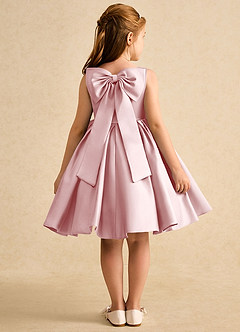 Azazie Jessie Flower Girl Dresses Powder Pink A-Line Bow Matte Satin Dress image1
