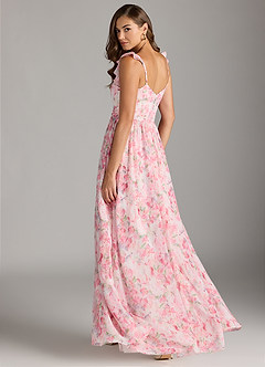 Azazie Nalin Bridesmaid Dresses Abstract Watercolor Floral A-Line Ruched Chiffon Dress image8