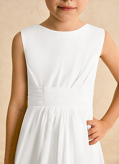 Azazie Edelweiss Flower Girl Dresses Ivory A-Line Pleated Chiffon Dress image7