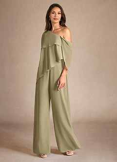 Azazie Halima Kleider für die Brautmutter Overall/Jumpsuit Seitliche Cut-Outs Chiffon Kleid Moosgrün image2