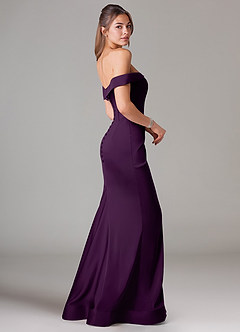 Azazie Everly Brudepigekjoler Havfrue Off-Shoulder Stræk satin Gulv-længde Kjole image4