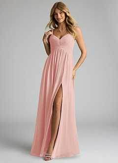 Azazie Alia Bridesmaid Dresses Rosette A-Line Pleated Chiffon Dress image3