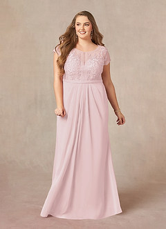 Azazie Silvia Mother of the Bride Dresses Blushing Pink A-Line Lace Chiffon Dress image7