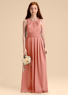 Azazie Bibiane Junior Klä av A-Line i Stretch Satin Plisserad image6