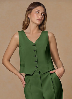 front Rowan Olive Refined Weave Performance vest