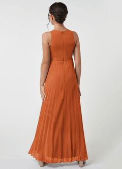 Azazie Lindie Junior Cinnamon A-Line Pleated Chiffon Dress image2
