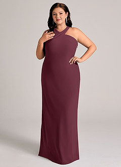 Azazie Doretta 신부 들러리 드레스 인어 주름진 쉬폰 바닥 길이 드레스 image9