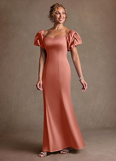 Azazie Redding Suknie dla Matki Panny Młodej Osłona Marszczony Satyna elastyczna Długość podłogi Sukienka image3