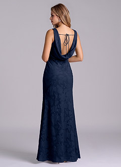 Azazie Rylina Brudtärnklänningar Klä av Sjöjungfru i Blommig Utbrändhet Mörk Marinblå image3