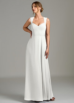 Azazie Gwendolyn Robes de demoiselle d'honneur Robe Trapèze en Mousseline de soie Encolure en Forme de Cœur Blanc image1